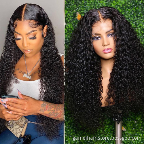 Wholesale curly closure frontal wigs for black women. human hair wig  with baby hair.virgin kinky curly full lace wig